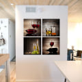Miniatyrbild 4 av 5: Rött Vinkopp Modern Köksväggkonst Restaurangväggdekoration 4