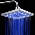 Miniatyrbilde 4 av 6: LED-dusjhode, 8 tommers firkantet temperaturkontroll, 3 fargeendringer ABS kromfinish, 12 stk LED-dusjhode for bad