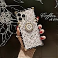 Pikkukuva 2 / 2: Neliönmuotoinen TPU Ylellinen Ruudukko Kukka Design Kotelo Yhteensopiva iPhone 13 Pro Max 6.7\" kanssa, Iskunkestävä Suojaava Kestävä Valkoinen Kotelo