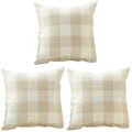 Miniatyrbilde 1 av 2: 3 stk dekorative putetrekk for sofa, rutete striper i bomull og lin, 45x45cm