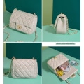 Miniatyrbild 3 av 5: Designerväskor Läder Clutch Liten Quiltad Handväska Axelremsväska B