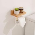 Miniatyrbillede 4 af 5: 1 stk. sort toiletpapirholder i træ, med hylde, vægmonteret toilet