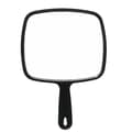 Handspegel, platt svart handspegel med handtag, kvadratisk 21,5 cm