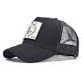 Miniatyrbillede 4 af 4: Unisex Dyrebroderet Baseball Cap Justerbar Mesh Snapback Trucker Hat (sort)
