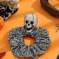 Pikkukuva 4 / 5: Punk-pääkallokuminauhat Cool Dark -sarjan hiuslenkit joustava hiusnauha Halloween-teemainen kuminauha festivaaliasusteet musta