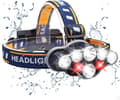 LED-hodelykt, oppladbar USB-frontlykt med bevegelsessensor, 6 lysmoduser, IPX4 Etnch, zoombar og vanntett