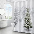 Miniatyrbillede 2 af 5: 180×180CM Vinter Ceder Bruseforhæng (Hvid), Bruseforhæng