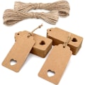 Miniatyrbillede 1 af 5: Kraftpapir gavemærker 9,5x4,5cm, 100 stk. med jutesnor, til bryllup