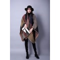 Miniatyrbillede 2 af 5: Dame Poncho Sjal Vintage Varm Åben Front Wrap Cape Reversible