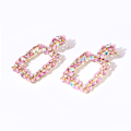 Miniatyrbilde 2 av 3: Rektangulære strass-dangle-øreringer firkantede strass-øreringer