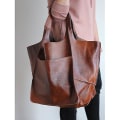 Miniatyrbillede 4 af 4: Dames Store PU Læder Satchel Håndtaske Arbejde Tote Skuldertasker Pung Blød Crossbody Oversized Taske Sort