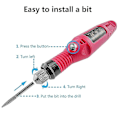 Pikkukuva 2 / 5: Sähköinen kynsiviilakone Filer Kit Rotary Carver Kynsilakkakone Set 6 akryyligeelipoistotyökalulla Pedikyyri Työkalut Kynsien Taide AU-pistoke