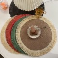 Miniatyrbilde 4 av 5: Julebordsett i jute - rødt, vevde bomullsbrikker