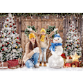 Miniatyrbillede 3 af 5: 7x5FT Polyester Stof Vinter Jul Rustik Lade Dør Pho