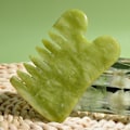Miniatyrbilde 3 av 5: Naturlig Gua Sha-sett for ansiktsmassasje - Gua Sha-sopp i jade - Massasjekam i stein - Verktøy for akupunktur på kroppen - Skrape for skjønnhet og helse - Gouache-skrape