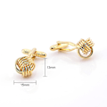 Miniatyrbillede 4 af 4: Guld stegte dej twirls bil blomst manchetknapper metal omgivende multi line stegte dej twirls manchetknapper knude manchetknapper