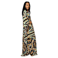 Miniatyrbild 3 av 5: Kvinnors tryckta maxiklänning fladdermusärm strandklänning plus size solklänning strandkläder kaftan cover-ups Dn0533