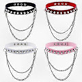 Miniatyrbilde 4 av 5: Edgy Spike Studded Leather Link Collar Choker Halskjede for Alternative Moteelskere Orange