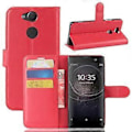 Miniatyrbillede 1 af 5: Litchi Tekstur PU Læder Magnetisk Wallet Cover til Sony Xperia XA2 - Rød Red