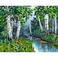 Pikkukuva 1 / 5: 30x40cm Aikuiset Lapset 5D DIY Timanttimaalaussetti - Joki Metsässä