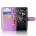 Miniatyrbillede 4 af 5: Litchi Tekstur Stand Læder Wallet Mobil Case til Sony Xperia XA2 - Lilla Purple