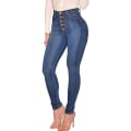 Miniatyrbild 1 av 5: Kvinnors Skinny Fit Jeans Stretch Hög Midja Denim Jeggings Med Ficka（L）