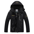 Miniatyrbillede 1 af 3: Herreskijakke Varm Vinter Snefrakke Bjerg Vindjakke Hætte Regnfrakke（2XL Sort）