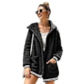 Miniatyrbillede 1 af 3: Dame Oversize Fleece Plysjakke Langærmet Cardigan Yderbeklædning Teddy Jakke（M Sort）
