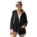 Miniatyrbillede 1 af 3: Dame Oversize Fleece Plysjakke Langærmet Cardigan Yderbeklædning Teddy Jakke（XL Sort）