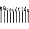 Miniatyrbillede 1 af 5: 10 stk. wolframcarbid roterende fræsere, metalfræsehoved til