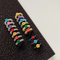 Miniatyrbillede 5 af 6: Plastik bogring metalring klipsring 6 stk. Charmerende flerfarvet blomstring