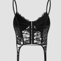 Miniatyrbillede 1 af 5: Hvid Overbust Lace Corset Top til kvinder, størrelse L, justerbare stropper