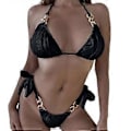 Miniatyrbild 1 av 5: Sexig Bikini Set Dam Baddräkt Push-up BH Bikini Set 2 Delar Badkläder Baddräkt Strandkläder String Bikini Set Svart S Black S
