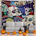Miniatyrbild 2 av 5: Halloween Väggbonad Skelett Gobeläng Svampskog Väggbonad Psykedelisk Hippie Färg Gobeläng Sovrum Vardagsrum Dekoration, 130*150CM