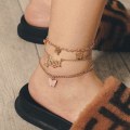 Miniatyrbilde 2 av 5: Lagdelt ankelkjede gull sommerfugl ankelkjeder strand krystall ankel armbånd