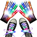 Miniatyrbilde 1 av 4: LED-lysende/fargerike hansker, LED Rave Flashing Lighting/Multi Col