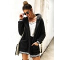 Miniatyrbillede 3 af 3: Dame Oversize Fleece Plysjakke Langærmet Cardigan Yderbeklædning Teddy Jakke（S Sort）