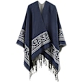 Miniatyrbillede 1 af 5: 1 stk. Cape Shawl Elegant Varmt Firkantet Efterår og Vinter Kvinder Marineblå B