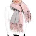 Miniatyrbilde 1 av 5: (ROSA+GRÅ)Cashmere-sjal for kvinner, vinter, reversibel, pashmina, lang