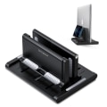 Miniatyrbillede 1 af 5: Justerbar Vertikal Bærbar Stativ til Skrivebord, Notebook Holder Med Telefon Stativ, Desktop Dock 3 I 1 Pladsbesparende Sort