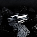 Miniatyrbillede 3 af 5: Herrearmbånd i sort læder, læderarmbånd, læderrem, flettet ægte læder, bredt læderarmbånd