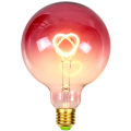 Miniatyrbilde 1 av 3: Led lyspære Stor Globe Edison pære G125 Rosa farge Hjertetråd