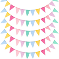 Miniatyrbillede 1 af 3: 5 stk. Multifarvede Flag Imiteret Burlap Bunting Banner Pastel Regnbue Dekoration Stof Trekant Flag