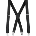 Miniatyrbillede 1 af 5: Teksturerede seler til mænd, justerbare stropper, ekstra brede 5,0 cm seler, X-ryg med metalclips (sort)