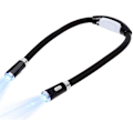 Miniatyrbillede 1 af 4: Led håndfri læselampe hængt på halsen 4 Led lampeperler, 4-trins tilstand, kan læses i seng eller i bil (sort)
