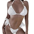 Pikkukuva 1 / 5: String-bikinit uimapuku naisille, brasilialainen string-bikini, kolmion mallinen yläosa, uimapuku, valkoinen M White M