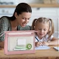 Miniatyrbillede 5 af 5: Dobbeltlags tredimensionel emnefil opbevaringspose med mesh stor kapacitet lynlås studenteremnetaske lektiepapirpose Pink