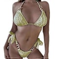 Pikkukuva 1 / 5: String-bikinit uimapuku naisille, brasilialainen string-bikini uimapuku, kolmion mallinen toppi, uimapuvut, vihreä M Green M