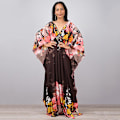 Miniatyrbild 2 av 5: Kvinnors tryckta maxiklänning fladdermusärm strandklänning plus size solklänning strandkläder kaftan cover-ups Dn0506
