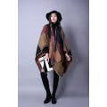Miniatyrbillede 5 af 5: Dame Poncho Sjal Vintage Varm Åben Front Wrap Cape Reversible